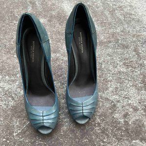 Nwot Balenciaga Blue Peep-Toe Leather Platform Pu… - image 1